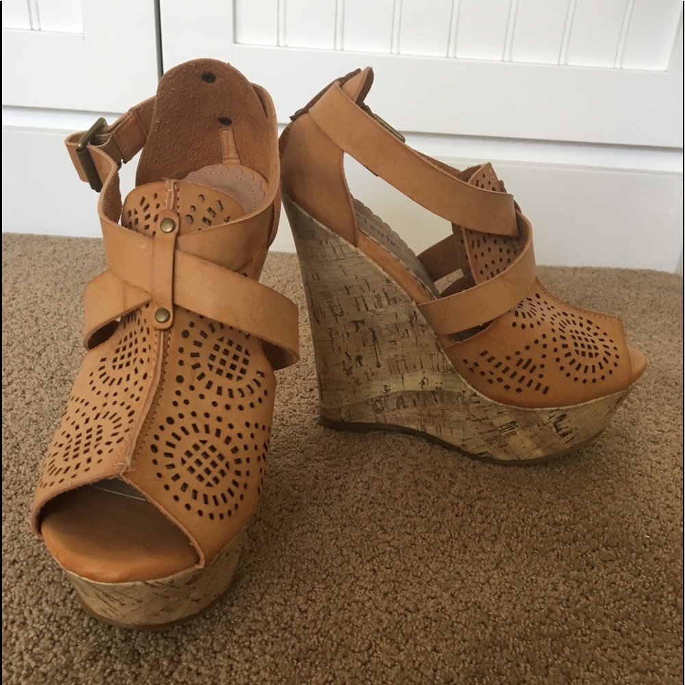High Heeled Cork Heeled Sandals
